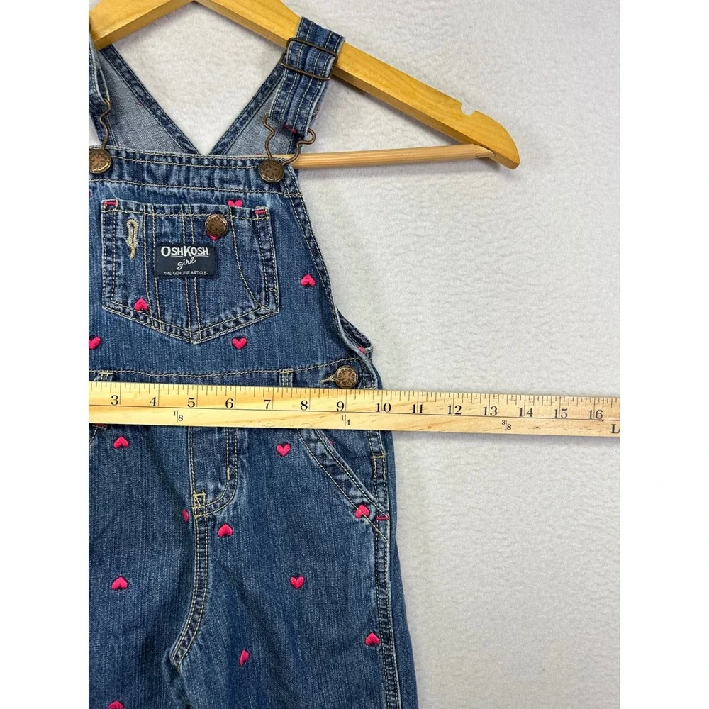 Valentine Heart OshKosh B'gosh Toddler 2T Blue Pink Embroidered Denim Overalls